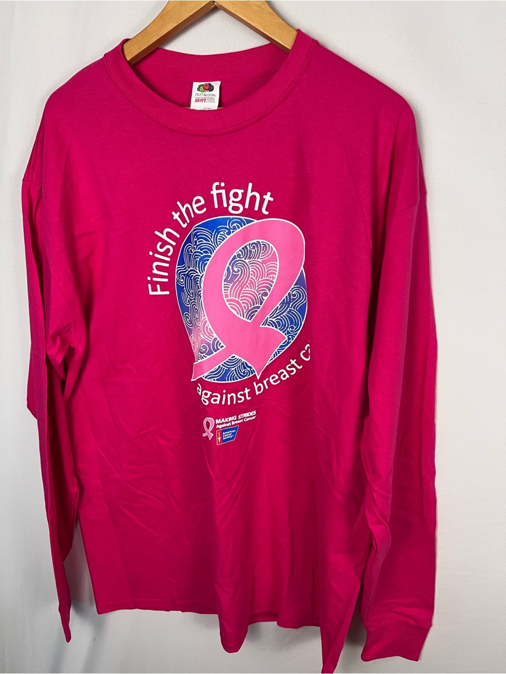 Fruit of the Loom Pink Breast Cancer Awareness Long Sleeve Tee